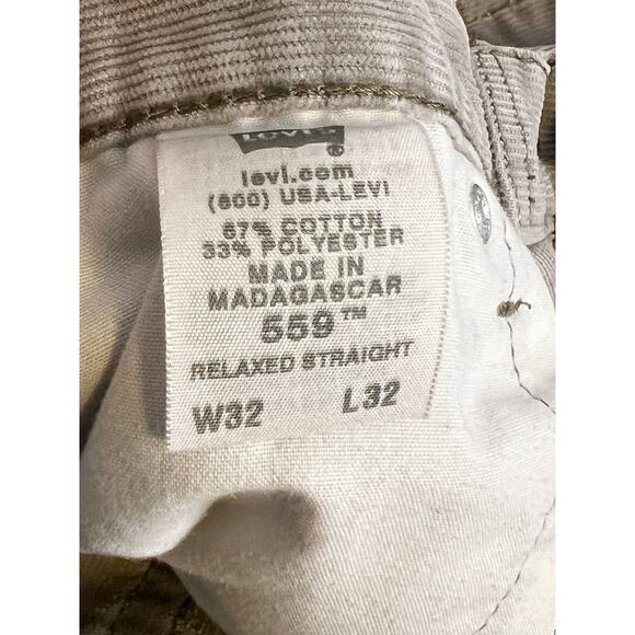 LEVIS 559 Relaxed Straight Corduroy Pants 32x32 Gray Loose Baggy Y2k - Picture 7 of 10